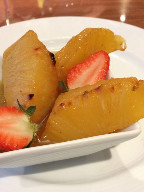 Grilled caramelised pineapple vegan dessert Carnival Horizon