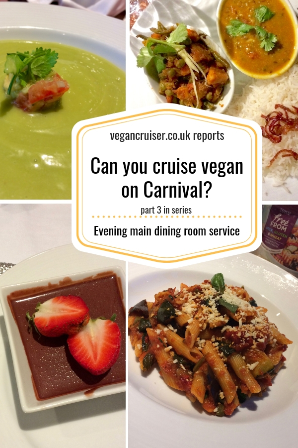Vegan dining on Carnival Pinterest pin collage