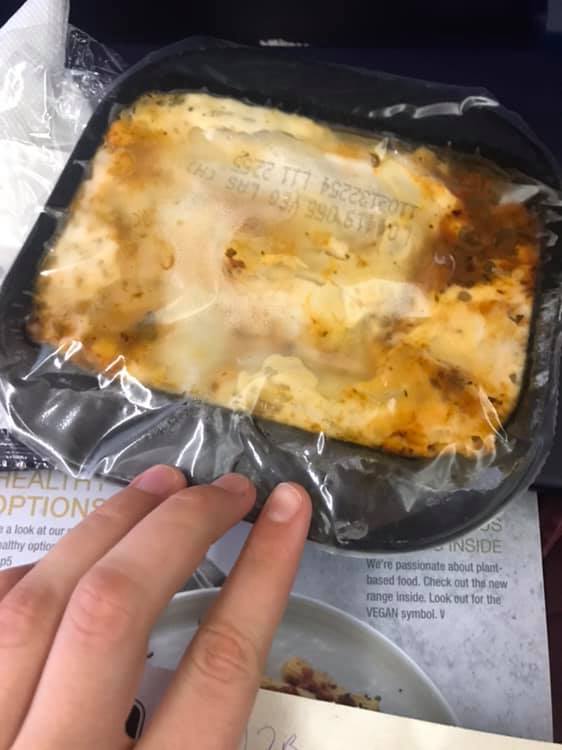 Ryanair vegan inflight meal lasagna