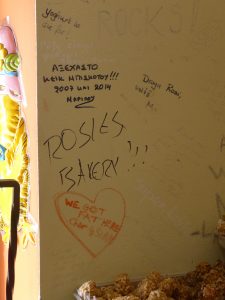 Vegan graffit in Rosie's bakery Corfu