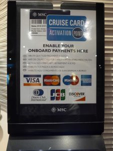 MSC cruise card activation terminal