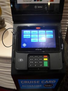 MSC Cruises card activation terminal