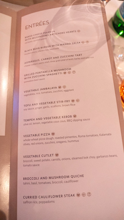 p&o cruises vegan menu