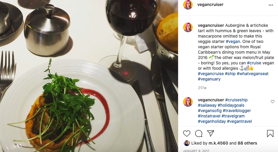 Royal Caribbean vegan MDR dinner adapted