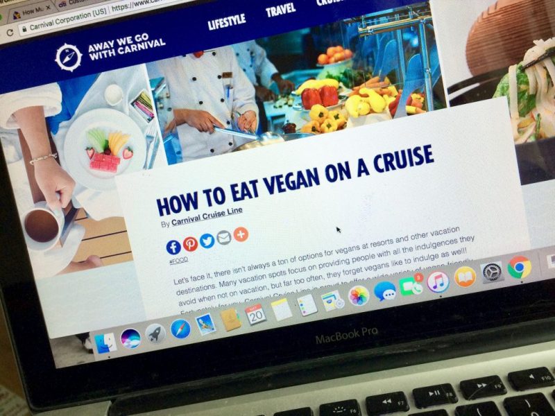 vegan advice on Carnival website
