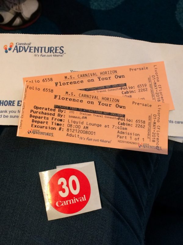 Florence excursion tickets carnival