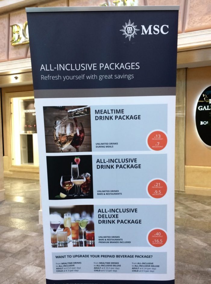 Meraviglia AI drink packages