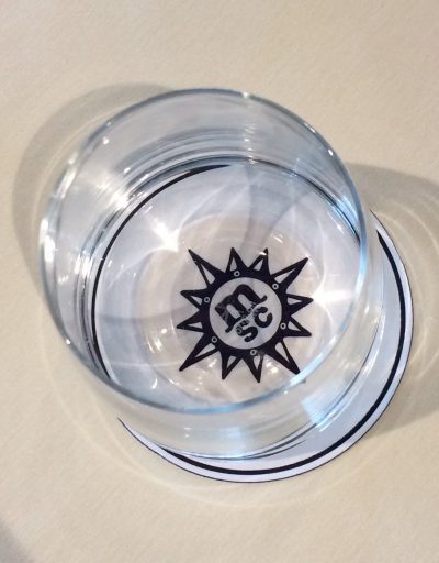 MSC glass logo coaster Meraviglia review Vegancruiser