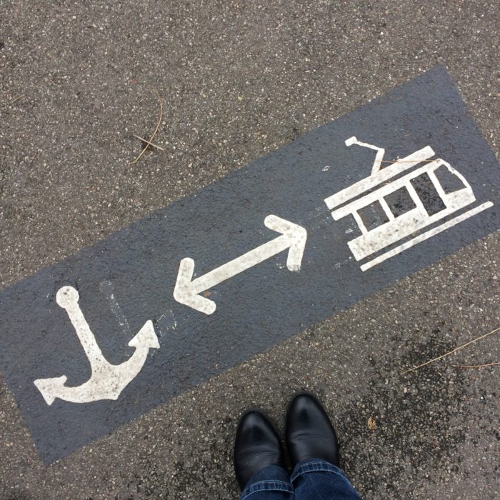 Basel Klybeck port signs from tram stop