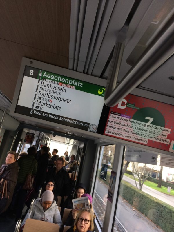 Basel tram helpful screen for stops