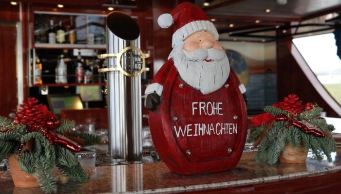 christmas River cruise decoration on ship from Basel