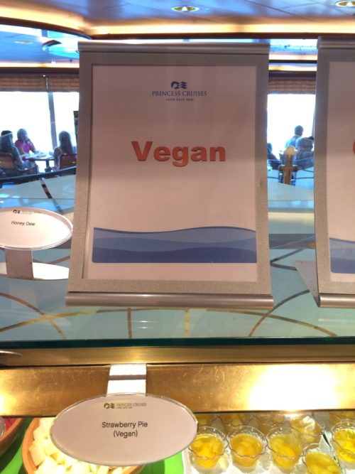 Crown Princess Cruises vegan food sign pie