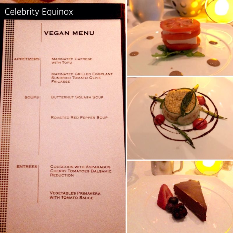Celebrity Equinox MDR vegan menu