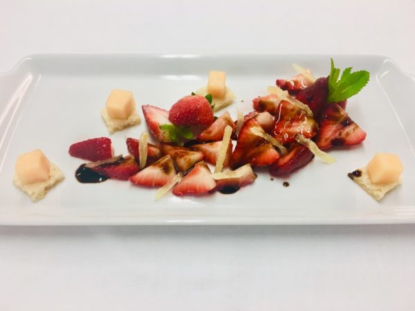 Azamara vegan dessert strawberries with balsamic reduction