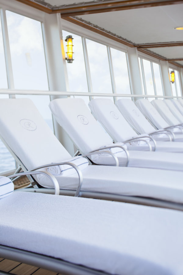 Regent Seven Seas luxury monogrammed sun loungers