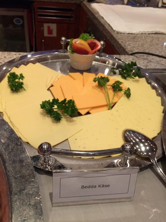 vegan cheese on vegan river cruise breakfast buffet