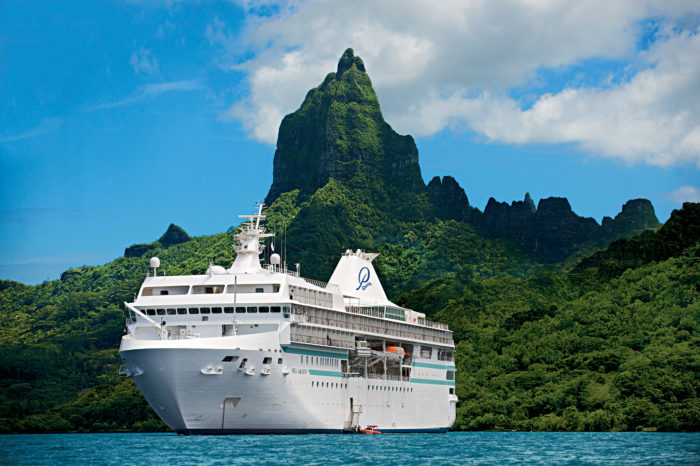 m/s Paul Gauguin at Bora Bora PR team image