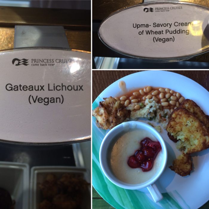 Crown Princess Asian breakfast dishes suitable for vegans