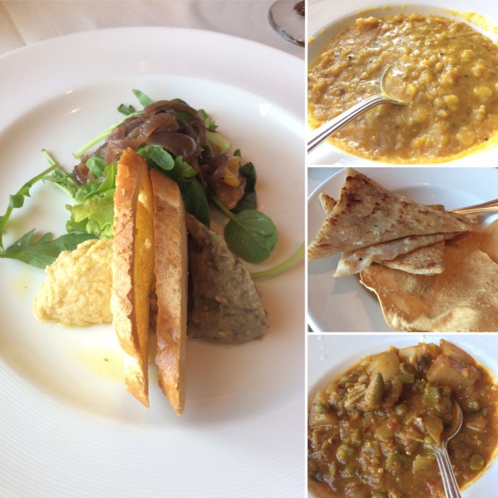 Crown Princess vegan dinner main dining room starter & indian curries