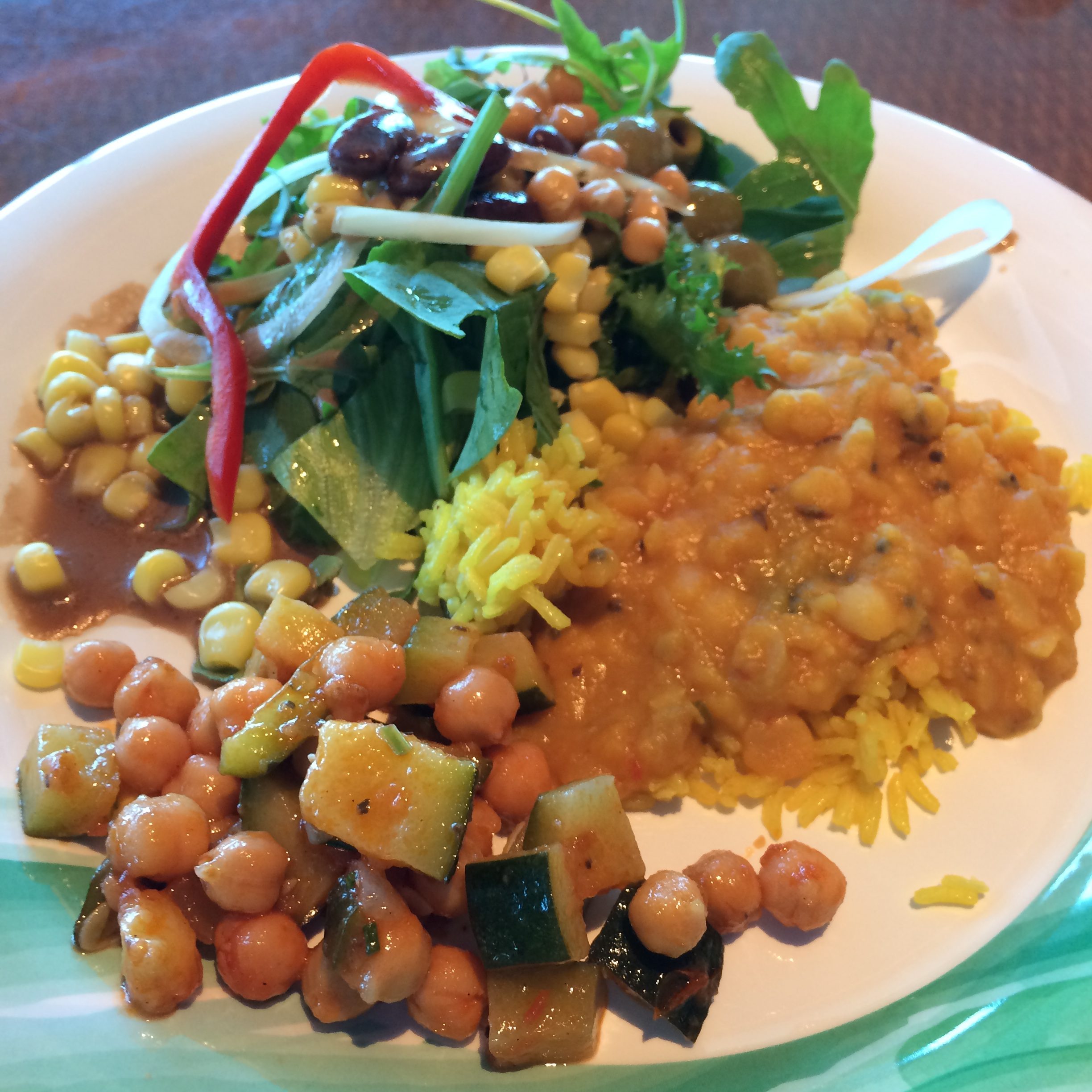 Chickpea courgette salad & indian dish lunch vegan Crown Princess