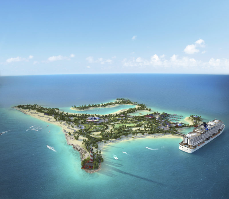 MSC Ocean Cay Marine Reserve render ship in port