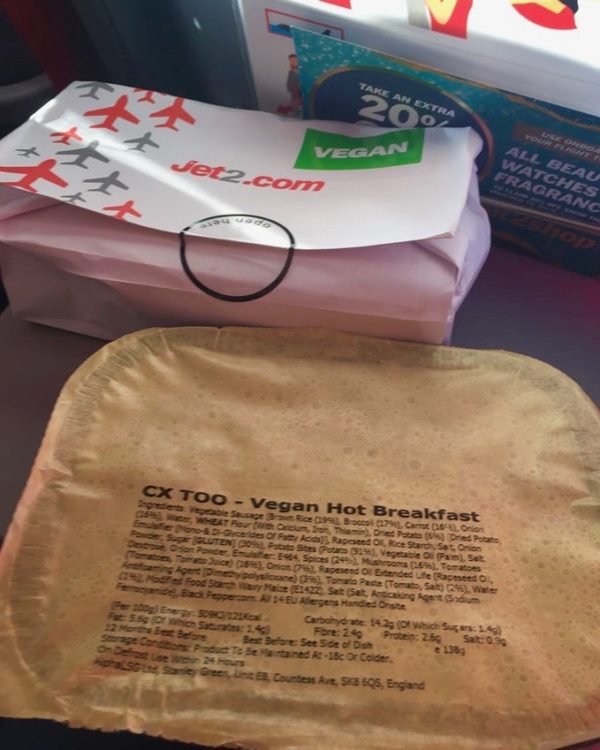 Jet2 vegan breakfast 