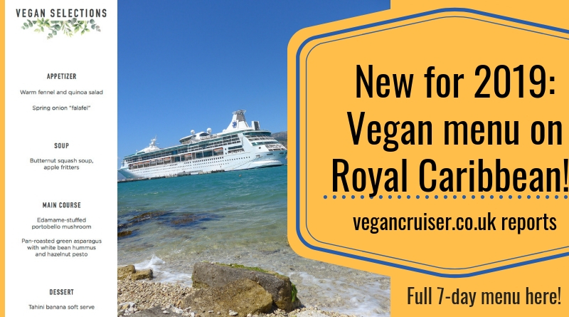 Royal Caribbean vegan menu featured image for post detailing the new 2019 menu