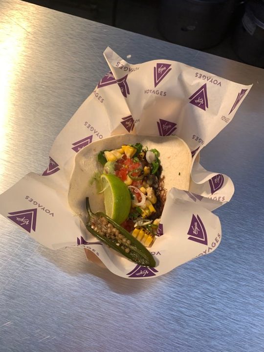 Virgin Voyages London launch party vegan tacos