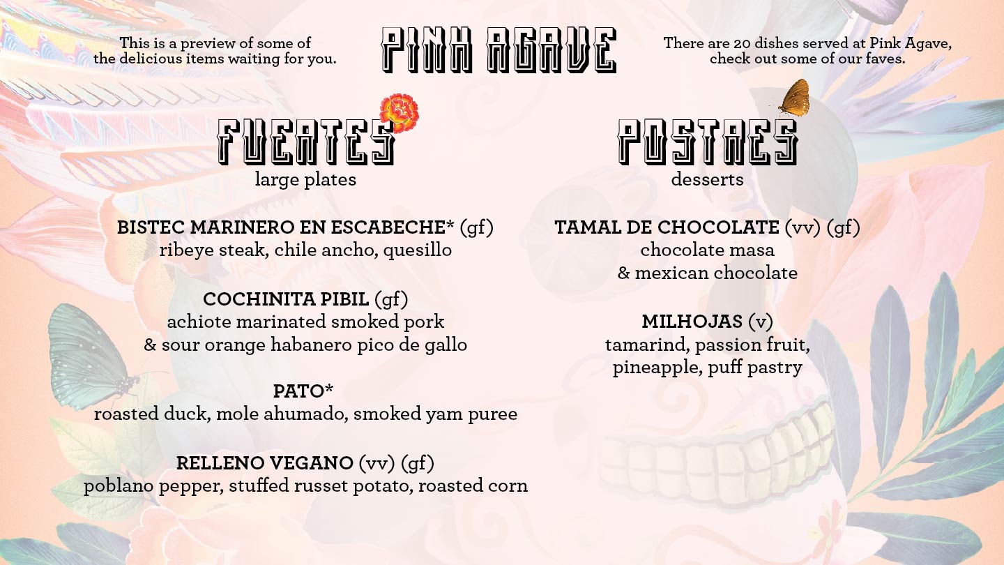 Virgi voyages vegan food pink agave mexican menu page 2