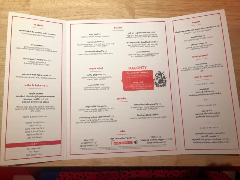 Razzle Dazzle brunch menu