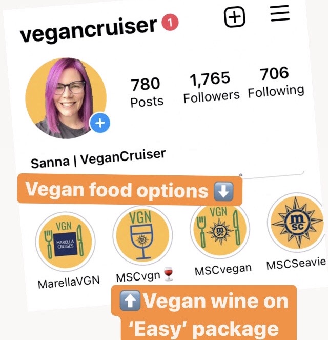 vegan food on MSC as reviewed by my on Seaview