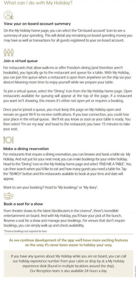 My holiday app instructions P&O