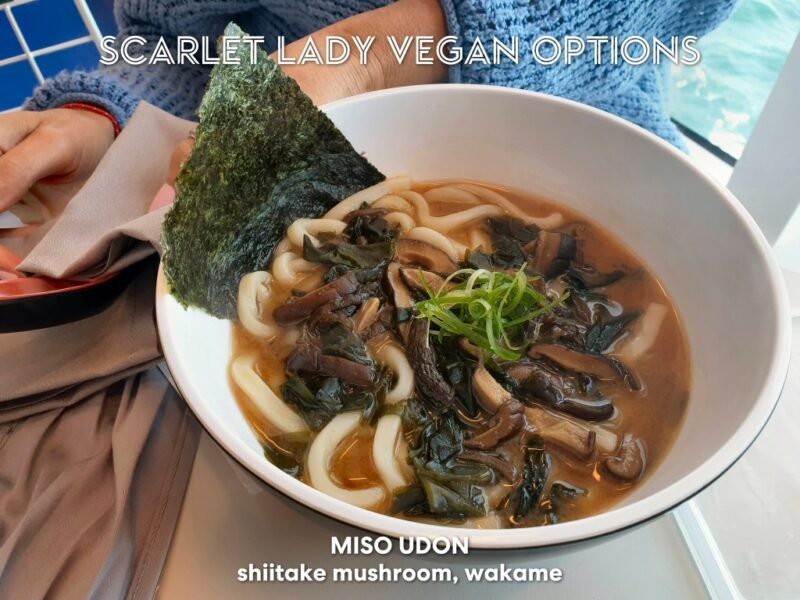 Virgin Voyages vegan food review miso udon from the Galley