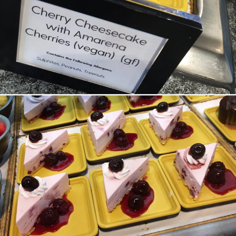 P&O iona vegan cherry cheesecake buffet