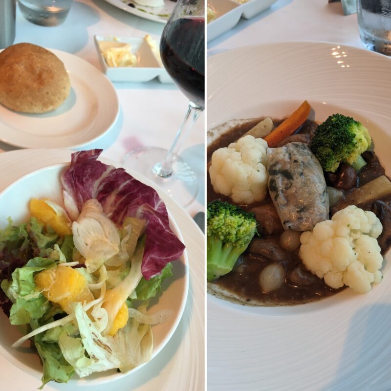 P&O Iona vegan starter salad and veg stew vegan day 2 MDR