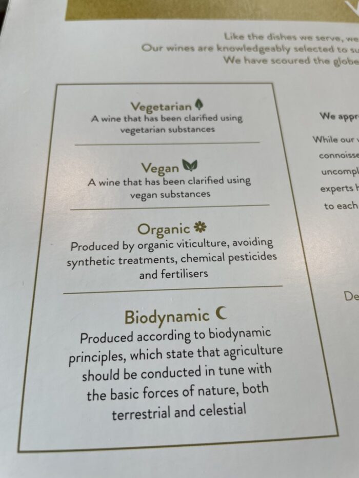 P&O vegan wines Iona menu