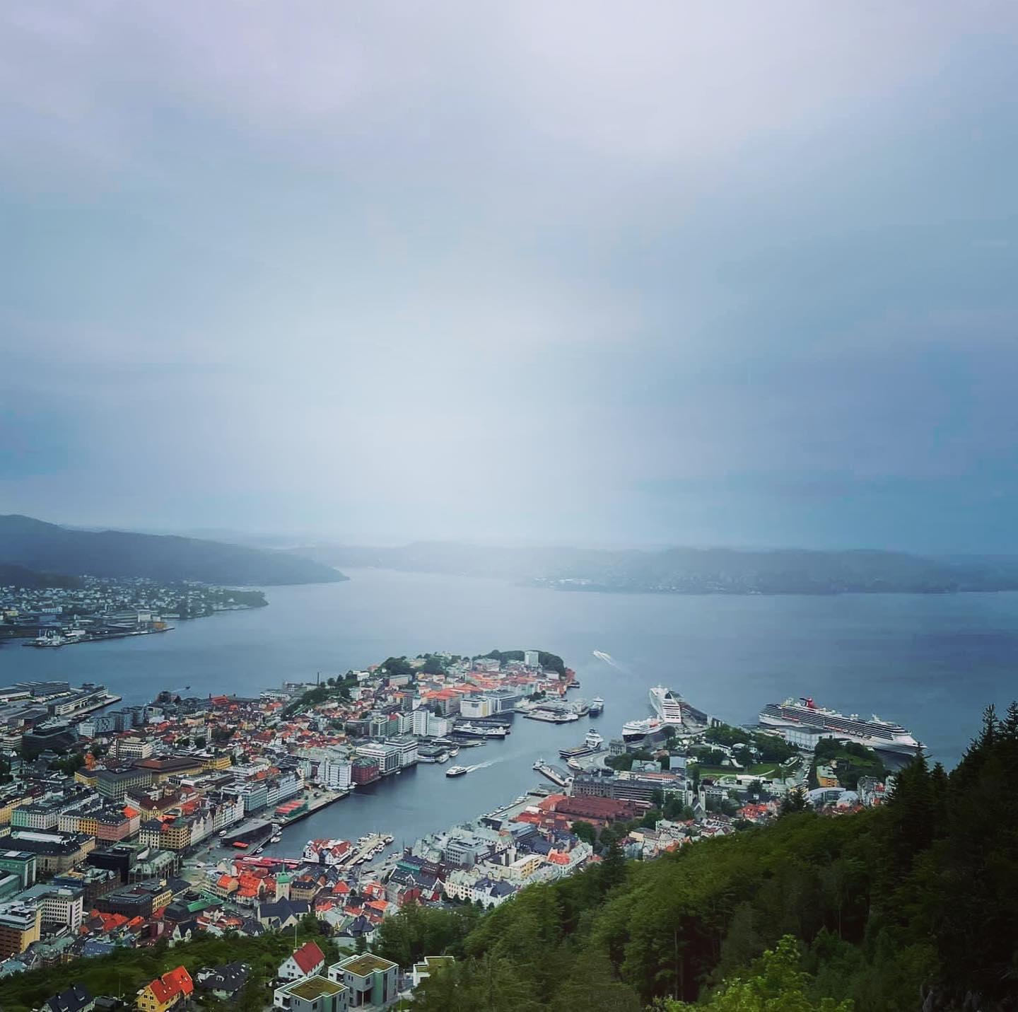 What a difference a good Insta filter makes 😜 Same old grey #Bergen from the top of the #funicular hill, as taken by my friend Erin. This and Olden skylift are musts though obv much better on a gorgeous sunny day.. none of which we have had other than our first Seaday. But I guess that is the risk you take booking #Norway :) I would still definitely recommend sailing Norway… come later in the autumn and you may catch the #aurora aka #northerlights. Right now no chance of the above as we are visiting the land of the #midnightsun 😜⚓️
—————————————-
#carnivalpride #ship #funship #carnivalcruise #cruise #fjords #vitaminsea #scandinavia #visitnorway