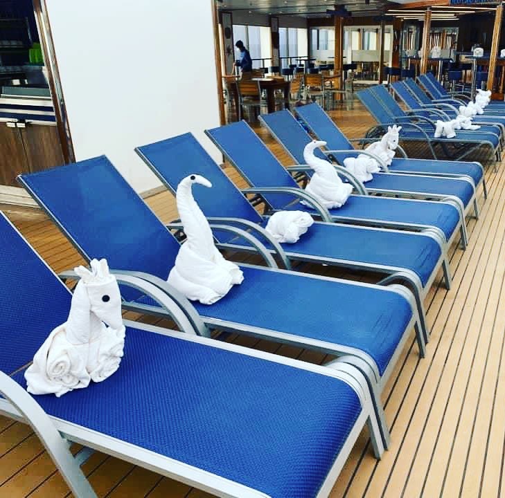 The last Seaday starts with the towel animal takeover! 😍 I love towel animals and getting one each night coming to our cabin.. and to have the whole Lido filled with them?! 😍 Heaven. I might have to buy the teach yourself Carnival Towel Animals book to take home as a souvenir 😂🛳⚓️ Where are my towel animal fans?! I can’t be the only one, surely? 😜
——————————
#lidodeck #lido #lidolife #towelanimal #cruise #instacruise #cruisegram #towelanimaltakeover #carnivalcruise #carnivalpride #funship