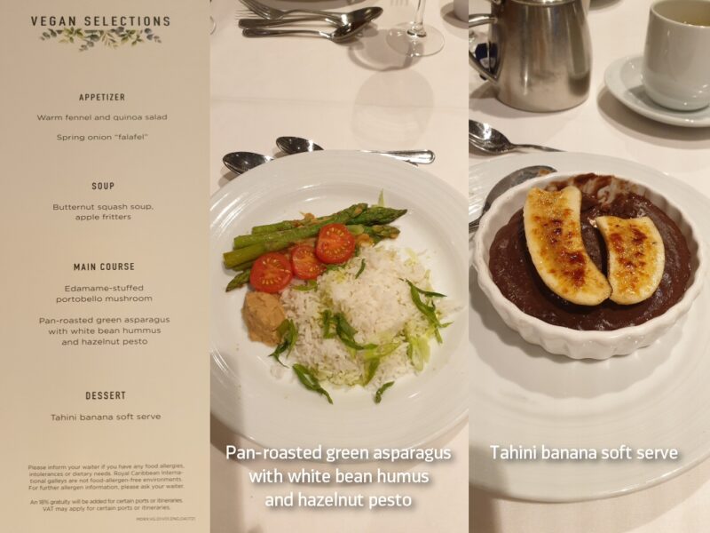 Royal Caribbean Anthem of the Seas vegan menu review