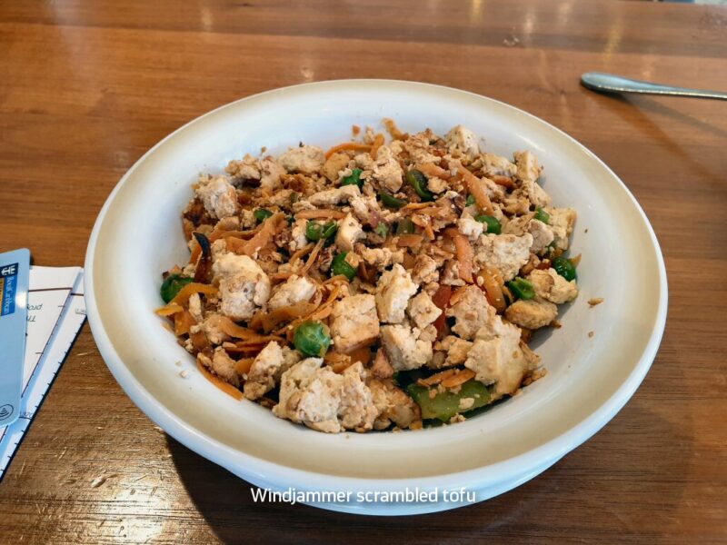 Royal Caribbean vegan tofu scramble Windjammer delivered from the MDR