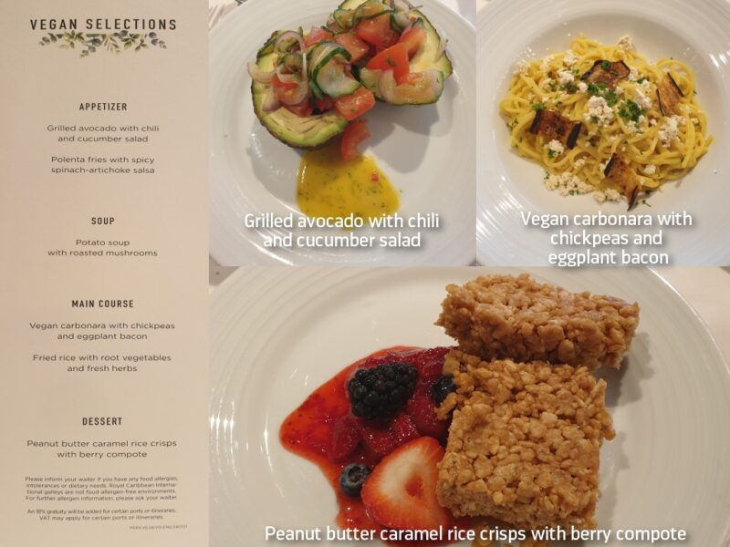 Royal Caribbean Anthem of the Seas vegan menu review