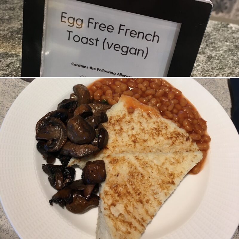 P&O Iona vegan french toast from the buffet at breakfast